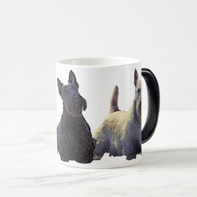 Caneca Mágica Scottish Terrier black/whaten trio, cão negro (Frente Esquerda)