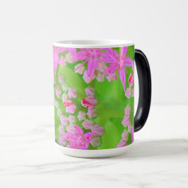 Caneca Mágica Sedum Suculto Rosa Quente com Folhas Verdes Inchad