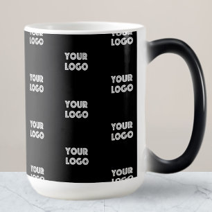 Caneca Mágica Seu Logotipo Simples Logotipo Repetitivo   Preto