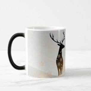Caneca Mágica silhueta de renas elegante com ouro