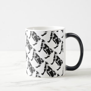 Caneca Mágica Silhueta de Vaca Preta e Branca