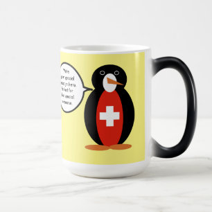 Caneca Mágica Sinalizador suíço Falando Sra. Penguin Personaliza