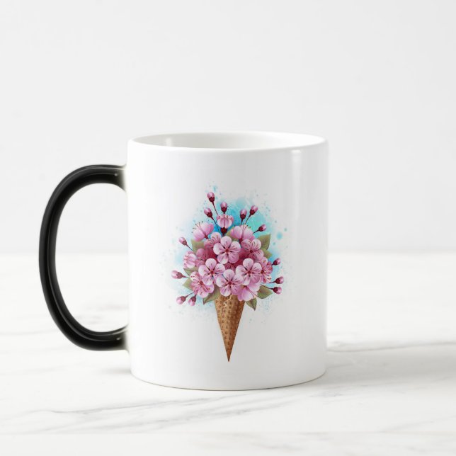 Caneca Mágica Sorvete Waffle Rosa Sakura Cone (Esquerda)