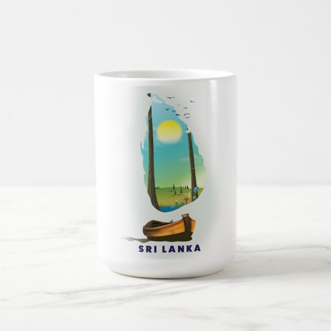 Caneca Mágica Sri Lanka: poster de turismo de mapa ilustrado. (Center)