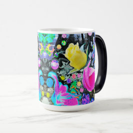 Caneca Mágica Stargazer Lily, Rosa e Colagem de Hibiscus Rosa