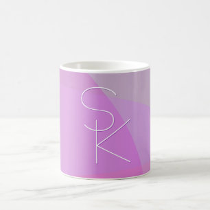 Caneca Mágica Suas iniciais sobrepostas Geométrico rosa modern