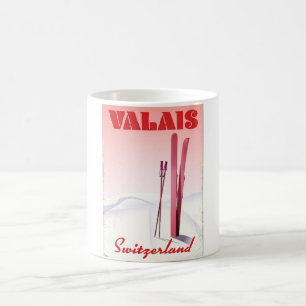 Caneca Mágica Suiça valais estilo vintage ski poster