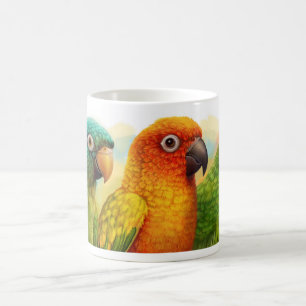 Caneca Mágica Sun azul-coroou conures verdes-cheeked