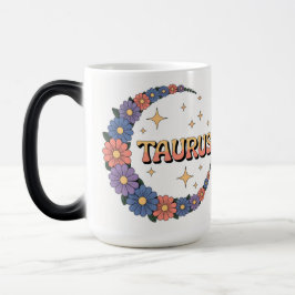 Caneca Mágica Taurus Crescent Moon Flowers Morphing Mug