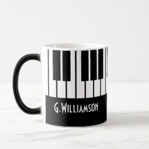 Caneca Mágica Teclas Musical do Piano Adicione Seu Nome