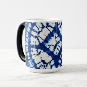 Caneca Mágica Tinta Azul do Mar do Sul Shibori Tie Dye Batik