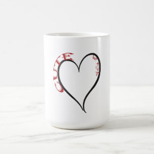 Caneca Mágica Tipo de letra vermelho de coração negro bonito, ma