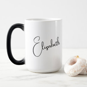 Caneca Mágica Tipografia Personalizada Nome Preto e Branco Moder