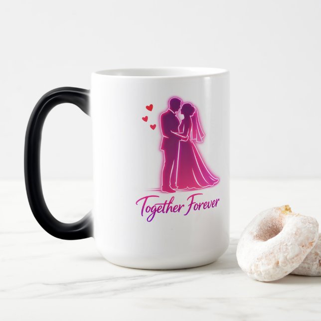 Caneca Mágica Together Forever Love Mug – Cute Romantic Gift for (Com Donut)