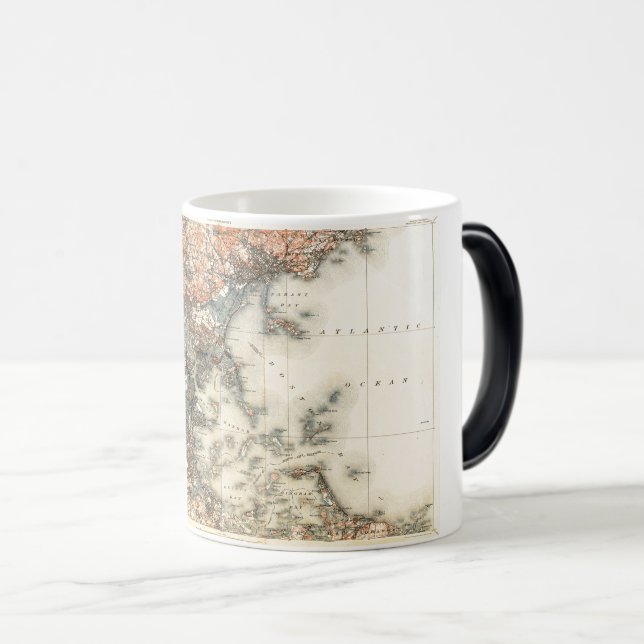 Caneca Mágica Topográfico Vintage de Boston Antiga (Frente Esquerda)