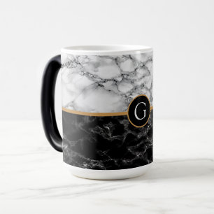 Caneca Mágica Trendy Black & White Marble Stone Adicionar Sua Ca
