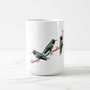 Caneca Mágica Três beija-flores soltos num ramo de fio