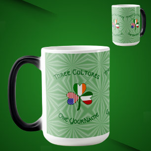 Caneca Mágica Trevo de Três Folhas Personalizado Ítalo-Irlandês 