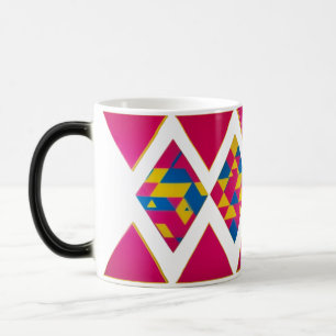 Caneca Mágica Triângulos Geométricos Retroativos Vibrantes - Muf