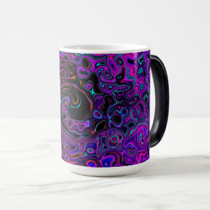 Caneca Mágica Trippy Black and Magenta Retro Liquid Swirl