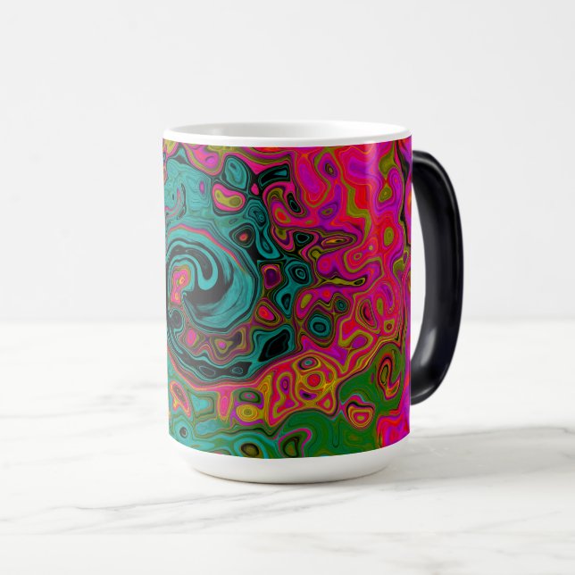 Caneca Mágica Trippy Turquoise Abstrato Retro Liquid Swirl (Frente Esquerda)