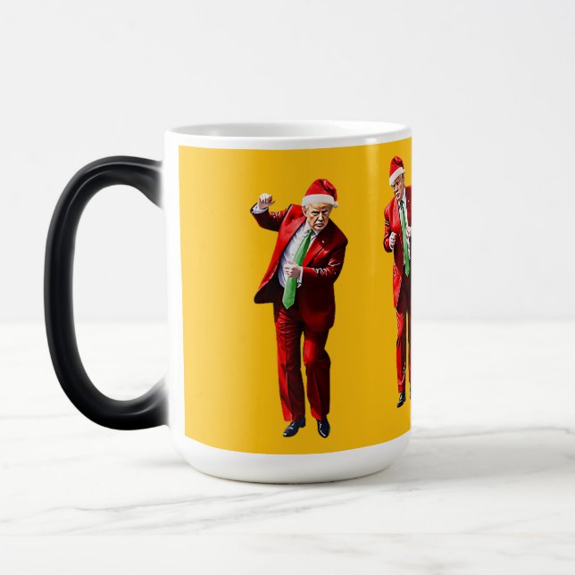 Caneca Mágica Trump Natal Dançando MAGA Feriado (Esquerda)