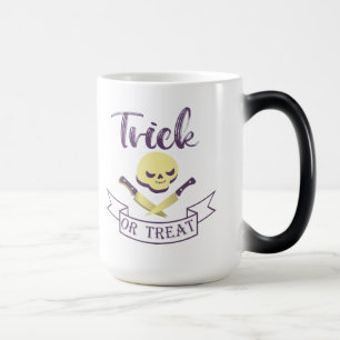 Caneca Mágica Truque ou tratamento de ossos cruzados do crânio