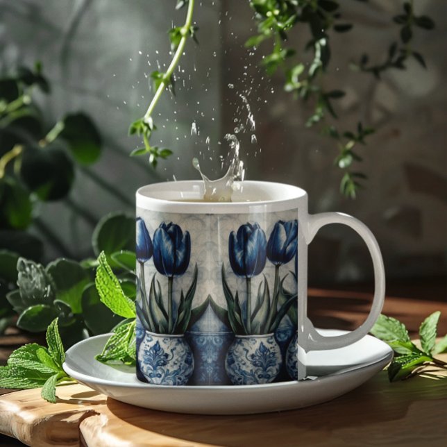 Caneca Mágica Tulipas no Azul Delft (Criador carregado)