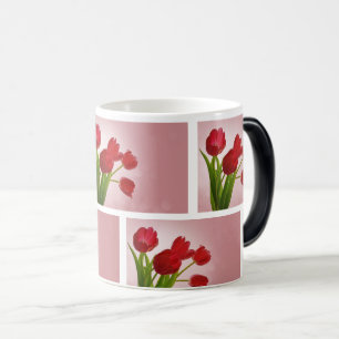 Caneca Mágica Tulipas Vermelhas Radiantes - Elegância Floral