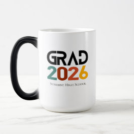 Caneca Mágica Turma de 2026 Graduação Retro Vintage Minimalista