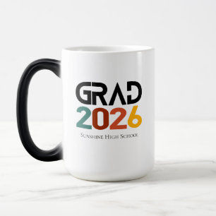 Caneca Mágica Turma de 2026 Graduação Retro Vintage Minimalista