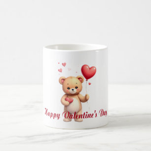 Caneca Mágica Ursa Teddy Fofa com Coração – Feliz Dia dos Namora