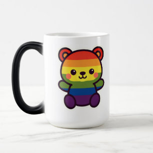 Caneca Mágica Ursinho Arco-Íris Kawaii - Uma Esmagada LGBTQ+ Org