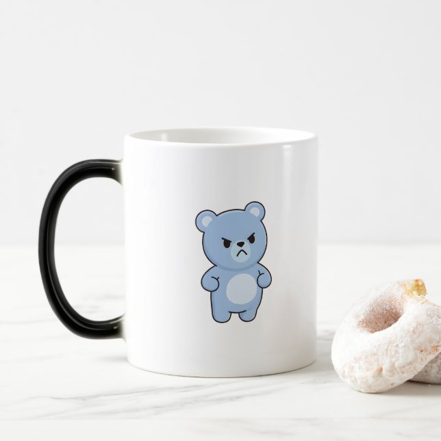 Caneca Mágica Urso Bravo Estilo Kawaii Mínimo (Com Donut)