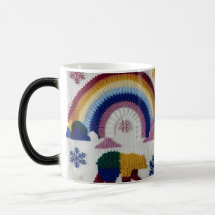 Caneca Mágica Urso Mágico de Tricô Arco-Íris de Inverno Mudança