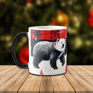 Caneca Mágica Urso Polar das Xadrezes de Buffalo Vermelho