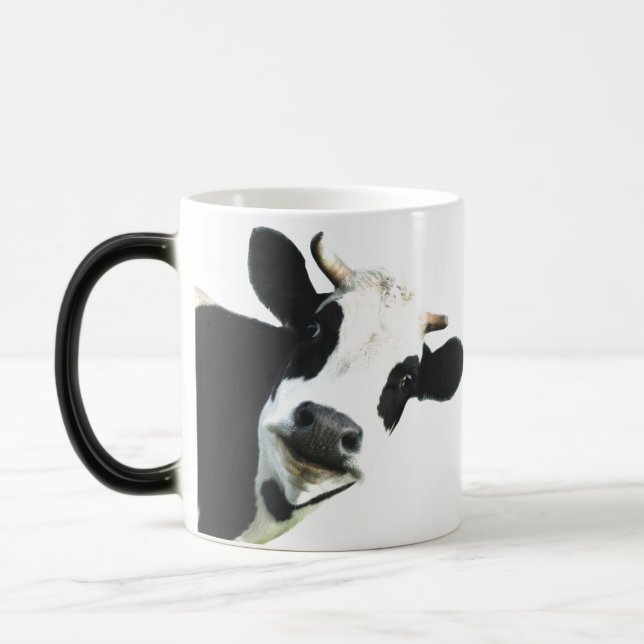 Caneca Mágica Vaca Curiosa de Black & White Holstein (Esquerda)