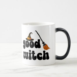 Caneca Mágica Vassoura-de-bruxa e chapéu