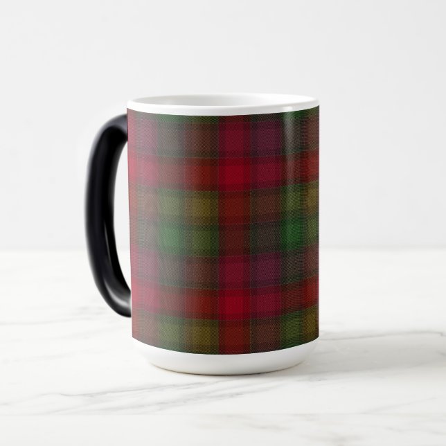 Caneca Mágica Verde e vermelho, xadrez escocês (Frente Esquerda)