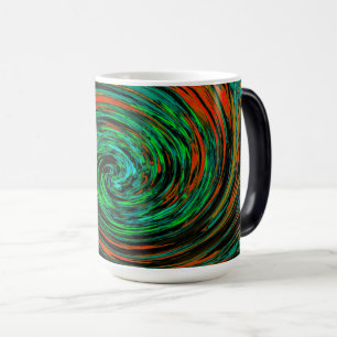 Caneca Mágica Verde Lima e Laranja Abstrato Retro Twirl