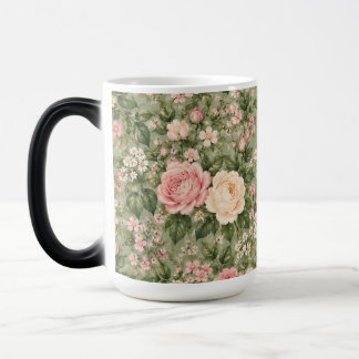 Caneca Mágica Vintage Cottagecore Rosa Floral Mágica Morphin