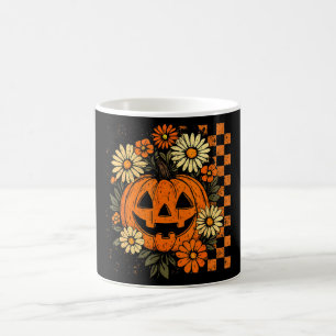 Caneca Mágica Vintage Floral Pumpkin Halloween Retro Pumpkin