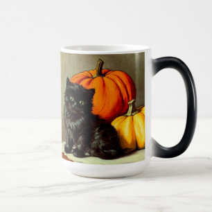 Caneca Mágica Vintage Halloween Black Cat e Pumpkins
