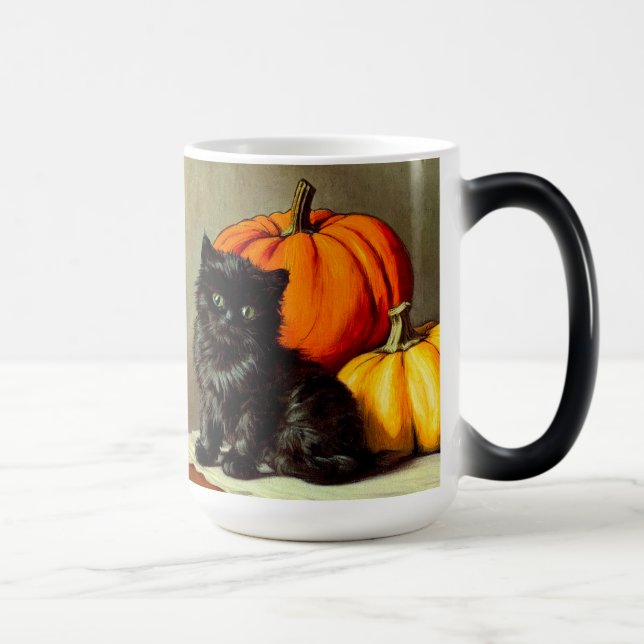 Caneca Mágica Vintage Halloween Black Cat e Pumpkins (Direita)