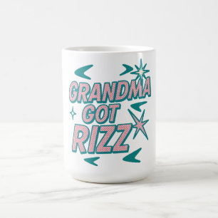 Caneca Mágica Vovó Tem Rizz — Pop Teal‑Rosa Atômico