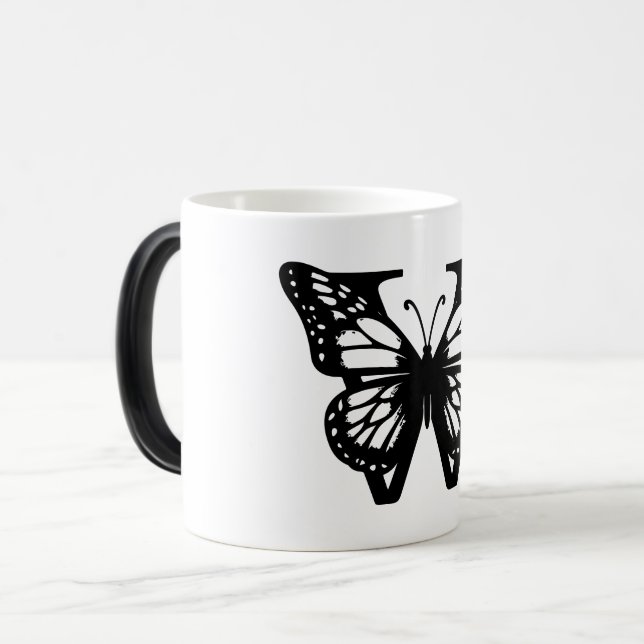 Caneca Mágica W Alphabet black butterfly (Frente Esquerda)