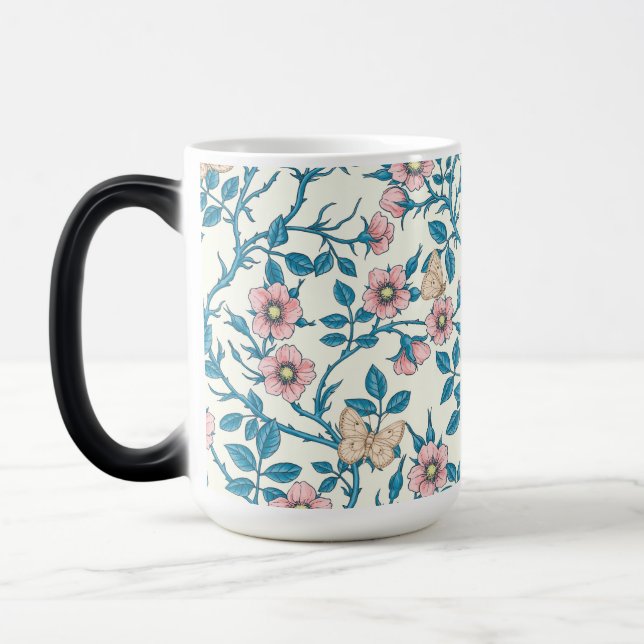 Caneca Mágica Wild roses and butterflies /pink/blue/off white (Esquerda)