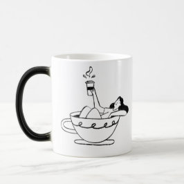 Caneca Mágica woman swimming in coffee cup