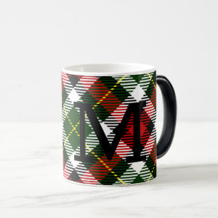 Caneca Mágica Xadrez de Natal Monograma Férias Festivas Iniciais