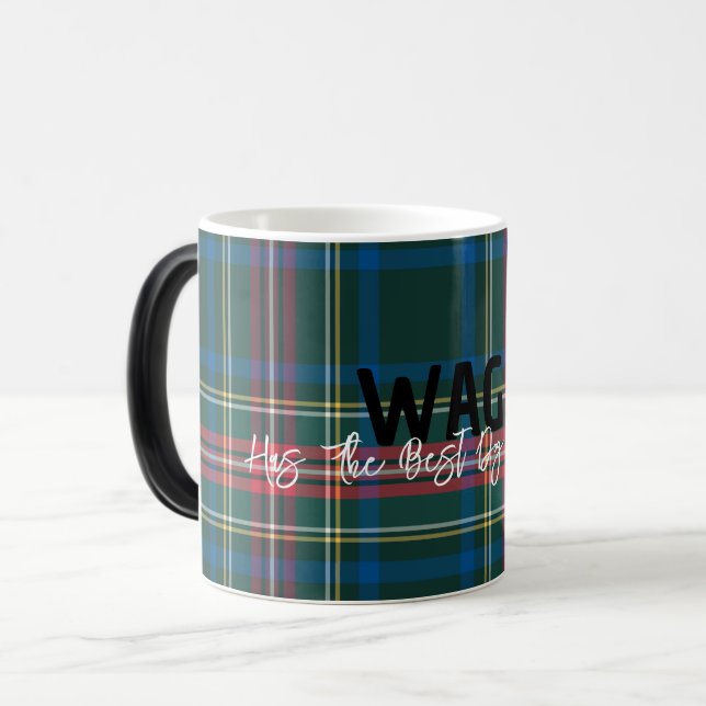 Caneca Mágica Xadrez de Natal Tartan NOME PET Melhor Pai Mãe Div (Frente Esquerda)